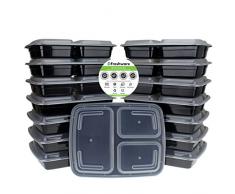 Freshware 15 pièces Taille Medium Bento Lunch Box avec couvercles, 907,2 gram Lot de 15 noir