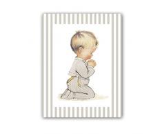 CUADRIMAN nr-r-04-bt Tableau Enfant Rezando, Bois, Gris Pierre, 43Â x 33Â cm
