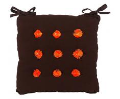 Street Home 11078 Galette de Chaise Coton Marron PiquÃ©e 9 Pompons Orange, 40X40X3cm. Starbicolor