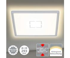 Briloner Leuchten 3390-014 LED, plafonnier Ã Effet rÃ©tro-Ã©clairÃ©, 18 W, 2 400 lumens, 4 000 Kelvin, carrÃ©, Blanc/Argent