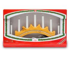 Konstsmide 2138-130 Chandelier Bois Décoration Dorée + 7 Lampes Claires + Teinté Chêne 230 V