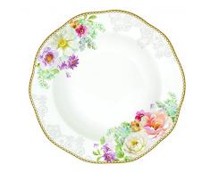 R2S 311ROLC Assiette Creuse Romantic Lace, Céramique, Multicolore, 23x23x1,5 cm