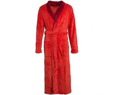 CelinaTex Nevada Peignoir De Bain, Col Châle, De Deux Couleurs, Longue, Poches Appliquées, Femme, Homme, Unisexe, Microfibre, Laine Polaire de Corail M Rouge Corail/Bordeaux