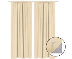 vidaXL 132233 Lot de 2 Rideaux occultants Ã Åillets Double Ã©paisseur Beige 140 x 175 cm