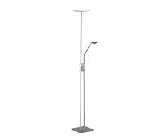 Reality, Lampadaire, Luke incl. 1 x LED,SMD,15,0 Watt,3000K,1200 Lm. incl. 1 x LED,SMD,3,0 Watt,3000K,240 Lm. Plastique, Noir, Corps: metal, Nickel mat L:23,0cm, H:185,0cm, P:35,0cm IP20,Interrupteur,Interrupteurs séparés,Variateur