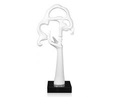 Arte Dal Mondo D7733PW Visage de Femme abstraicte Sculpture Abstraite en résine laquée avec Base en marbre, White, 77x33x21 cm