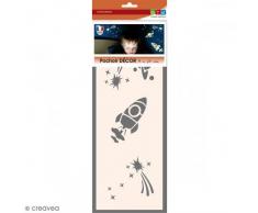 GRAINE CREATIVE 226502 Pochoir Nuit Fusée et Planète, Plastique, Gris, 15,5 x 0,1 x 47,5 cm
