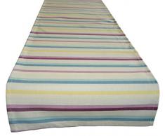 Duckydora Amalfi Chemin de Table, Bleu Canard/Jaune/Motif Rayures Rose