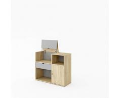 ESF MT-12 Commode, MDF (Panneau de Fibres de Bois à densité Moyenne), recouverts dun Papier décor imprégné de résine mélamine, Finition Clair, chêne et Gris foncé, Taille unique