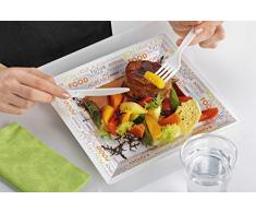 GUILLIN AC240CAR009PPC 200 Assiettes Carton carrÃ©es FOODK 240 Fond Blanc/Mots Couleur