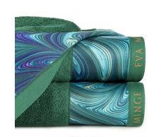 Eurofirany Lot de 3 Serviettes de Toilette en Coton avec Motifs Luxueux Vert foncé 70 x 140 cm