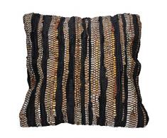 Gisela Graham Coussin en Cuir avec Coussin Motif Rayures Noir