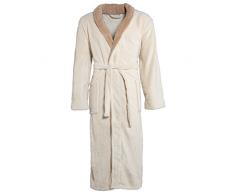 CelinaTex Nevada Peignoir De Bain, Col Châle, De Deux Couleurs, Longue, Poches Appliquées, Femme, Homme, Unisexe, Microfibre, Laine Polaire de Corail XXL créme/Beige