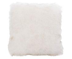 Gözze 40101â5151 Housse de Coussin Imitation Fourrure, Dessin Neige Renard, Polyester, Blanc, 50 x 50 cm