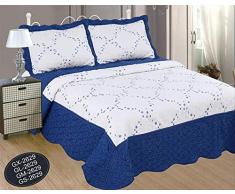 ForenTex Couvre-lit gl-2629 Couvre lit brodé Cousue avec taies pour Printemps/été/Automne Gris 250 x 260 cm + 2/50 X 70 Coussins 3Â