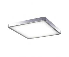 EXO lighting SIKER CARPI LED Plafonnier IP44 15W Chrome mat gla culot 2G11 Couleur : Nickel Satiné