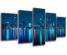 Tableau Moderne Photographique, Impression sur bois, Gratte-ciel de la ville de Toronto, 165 x 62 cm, ref. 26029