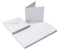 The Paper Palace Le Palais de Papier 50 Cartes et enveloppes de festonné 15,2 x 15,2 cm, Blanc