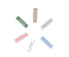 Artemio Love Story Set de 6 Pinces Ã Linge, Pastel, 1,2 x 4,5 cm