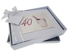 White Cotton Cards-Petit Seau Ã Champagne Rose danniversaire Faite Main Inscription 40th Birthday-Album Photo-Blanc