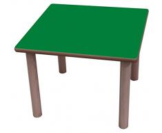 Mobeduc Table Enfant Carré Bois 60 x 60 cm, talla 2 Haya y verde oscuro