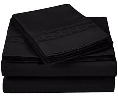 QualitÃ© supÃ©rieure Ultra Doux Poids lÃ©ger rÃ©sistant aux Rides de lit avec Broderie Regal dans Un Coffret Cadeau, 100% Microfibre, Noir brossÃ©, Double, Lot de 3