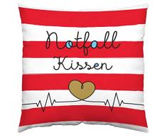 GRUSS & CO 46640 Coussin en Coton avec Inscription en Allemand « Notfall » 40 x 40 cm