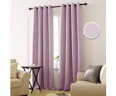 Deconovo Rideau Occultant Chambre Adute Anti Chaleur Motif à Oeillet Isolant Thermique Epais Grande Hauteur 2 Pcs, Polyester, Rose Pâle, 140x245cm