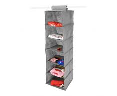 Anika Organiseur de Rangement à Suspendre pour Armoire 10 Poches avec Boucle de Fixation sur Le Dessus, Tissu, Gris, 6 Shelf