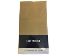 Rapport Facile dentretien Infroissable Drap Plat, Coton Polyester, Naturel, Double