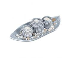 Relxdays Bougies décoratives, bougeoir, Gravier décoratif, Aspect tressé, décoration de Table agréable, 38,5 cm de Long, Gris