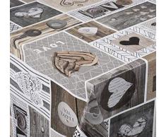 Venilia Rectangle Nappe Love in The Air Linge de Table Toile cirÃ©e Maintenance rÃ©duite hydrophobes, Polyester, PVC, rectangulaire, 140Â x 160Â cm, 55022, 140 x 160 cm