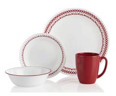 Corelle 3400 Cordoba Service de table 16 pièces Résistant aux éclats et à la casse Verre Vitrelle