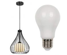 62051 Suspension cage poire noire mate avec LED