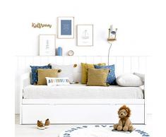 Kenay Home Sense Lit pour Enfant 90 cm + taie doreiller 110 x 45 cm, Coton, Rayures Bleues, 150 x 220 cm