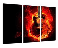 Tableau Moderne Photographique, Impression sur bois, Llamas de guitare noire espagnole de décoration musicale, 97 x 62 cm, ref. 26991