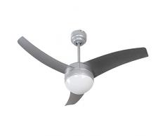 Wonderlamp Ventilateur de plafond LED Mod. Couleur argentée. Culot E27. Télécommande incluse.