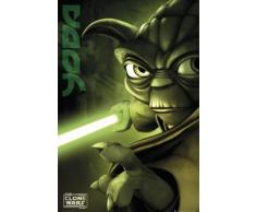 1art1 54614 Clone Wars Poster Yoda Fais-Le ou Ne Le Fais Pas Il ny a Pas dEssai 91 x 61 cm