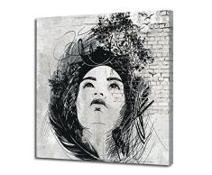 Pintdecor tronçons de Visage Panneau Lumineux, Bois de Sapin, Abat-Jour Blanc, 50 x 50 x 4.5 cm