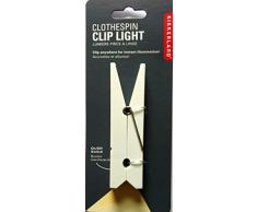 Kikkerland Lampe à Clipser en Forme de Pince à Linge Blanc