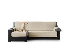 Eiffel Textile Couvre Canapé matelassé pour Animaux de Compagnie Chaise Longue 290 Gauche, Polyester, Ecru et Chocolat, 190 x 195 x 3 cm