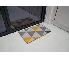 Serdim Rugs Tapis antidérapant Motif géométrique pour Cuisine et Couloir Doré Clair 67 x 120 cm