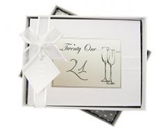 Blanc Coton Cartes danniversaire Ãge 21Â flÃ»tes Album Photo, Tissu, Blanc, 16Â x 20.5Â x 4Â cm