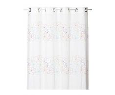 HomeMaison Voilage à Rayures Fleuries, Polyester, Multicolore, 250x140 cm