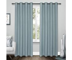 Exclusif Home Rideaux en Tweed Lin texturé tissé occultant Grommet Top fenêtre Panneau de Rideau, Turquoise, 52 x 213,4 cm, Lot de 2