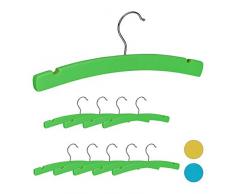 Relaxdays 10026613_1035 Bois, 10 Cintre, Crochet 360, Vêtements bébé Enfant, Vert, métal, 11 x 30 x 1cm