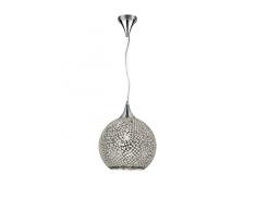 TRIO, Suspension, Mosaique 1xE27, max.60,0 W Verre, argent, Corps: metal, Chrome Ã:30,0cm, H:150,0cm IP20