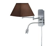 Trio Leuchten Applique Murale, métal, E14, nickel mat, Métal Tissu, Stoffschrim grau, 40 x 20 x 27 cm, E14