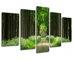Tableau Moderne Photographique, Impression sur bois, Maison en bois, Nature de la forÃªt, 165 x 62 cm, ref. 26339