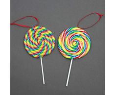 sHATCHI Lot de 2 dÃ©corations de NoÃ«l suspendues en Forme de sucettes pour Arbre de NoÃ«l Multicolore